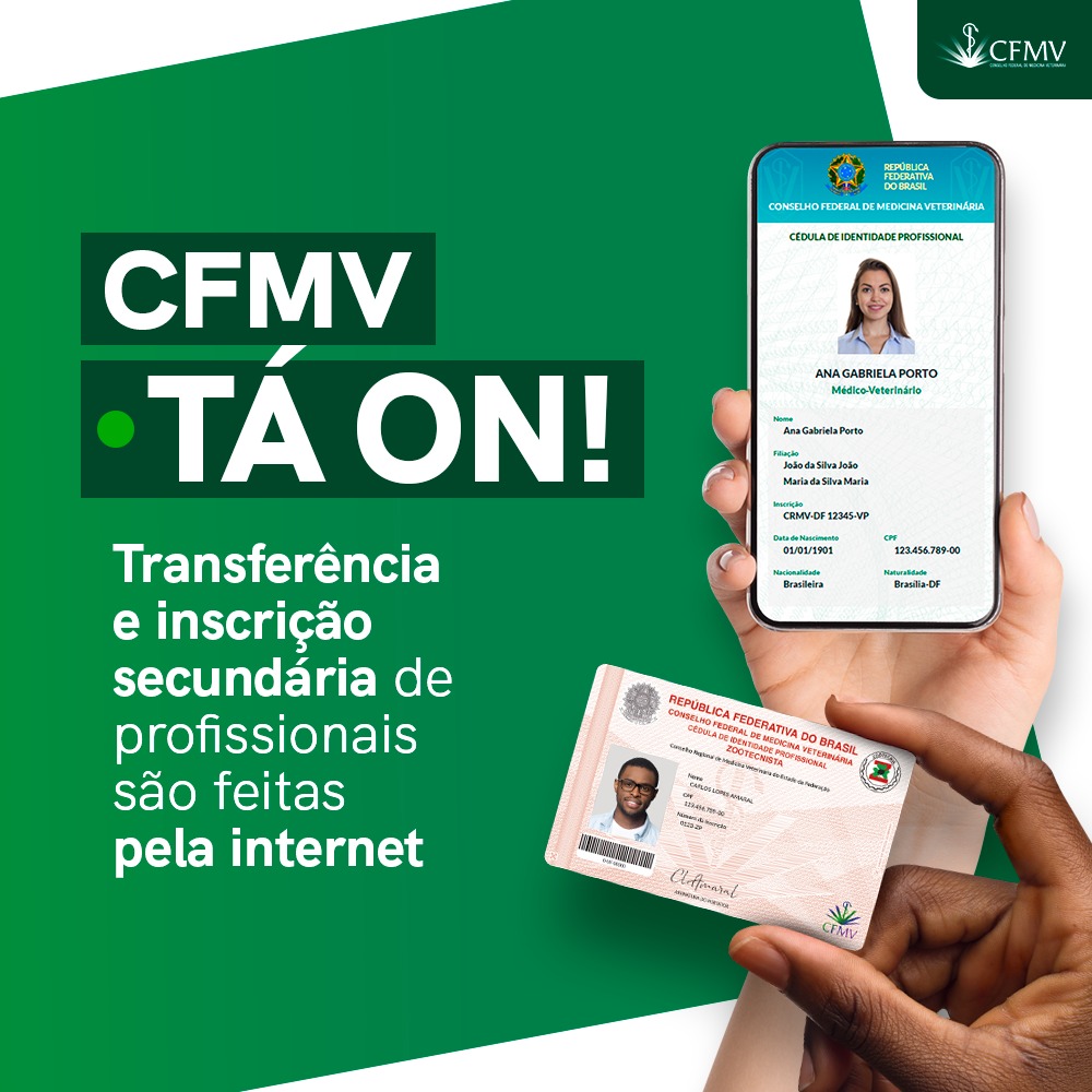 CFMV TÁ ON transferência e inscrição secundária de profissionais são